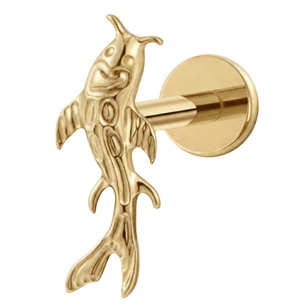 Dekoratives Labret aus Titan - Fisch