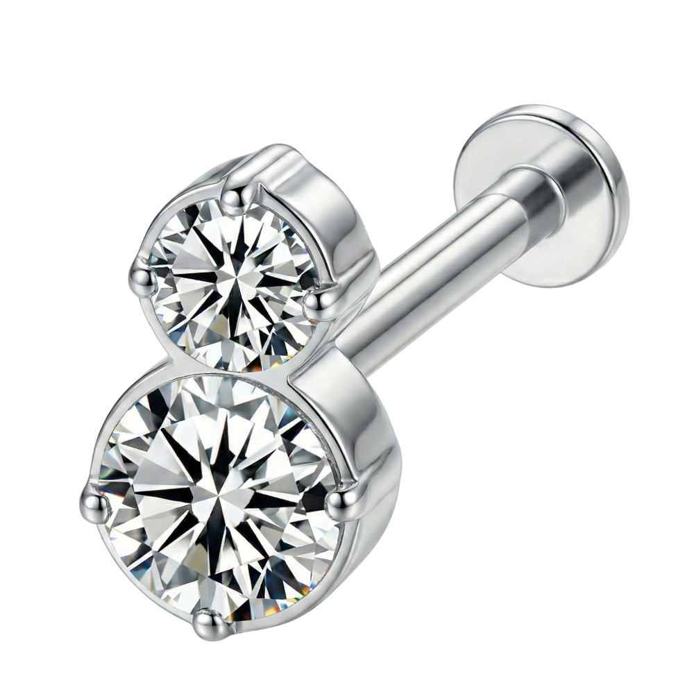 Labret Décoratif en Titane - Deux Zircons