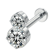 Titanium Decoratieve Labret - Twee Zirkonia's