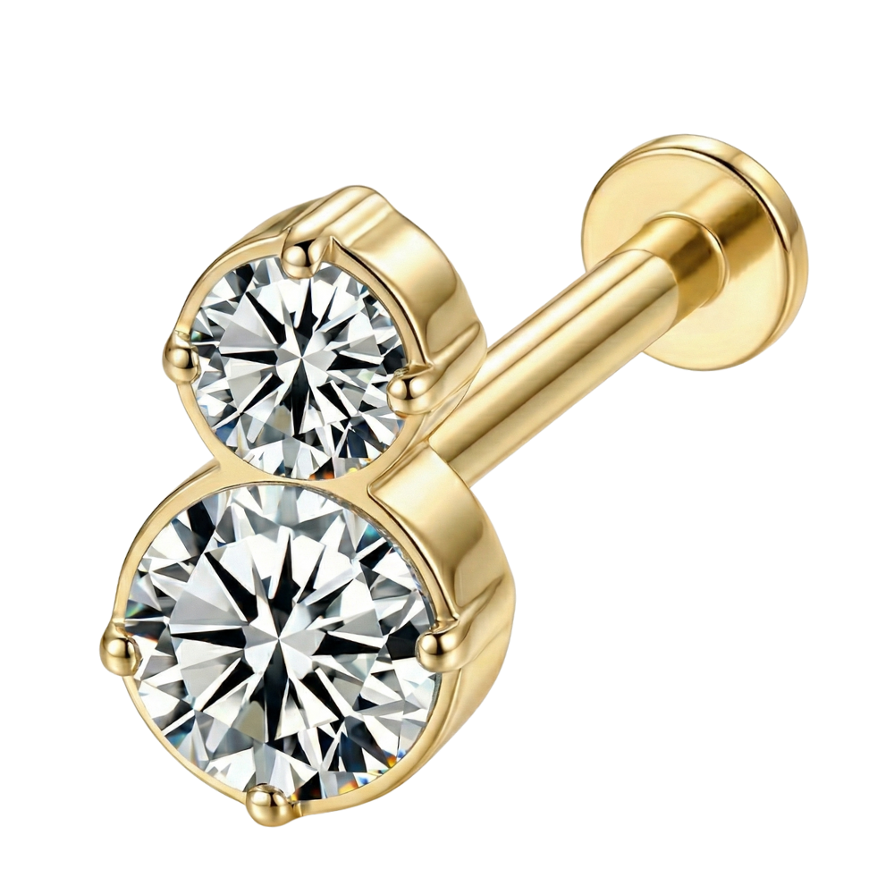 Labret Décoratif en Titane - Deux Zircons