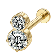 Labret Décoratif en Titane - Deux Zircons