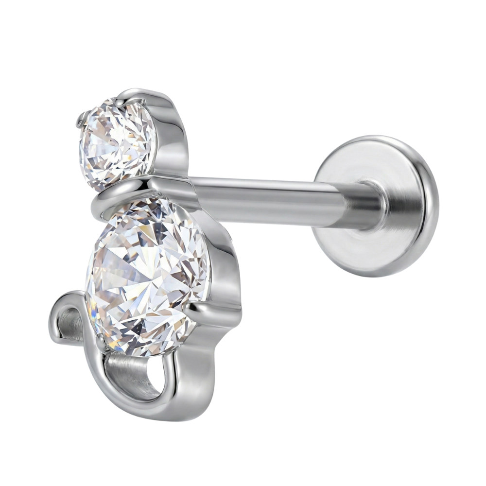 Titanium Decoratieve Labret - Kat Met Zirkonia