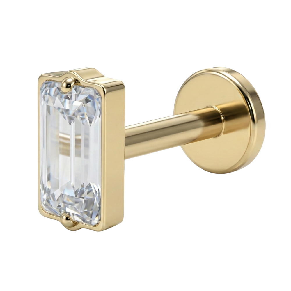 Labret Décoratif En Titane - Rectangle Avec Zircon Cubique