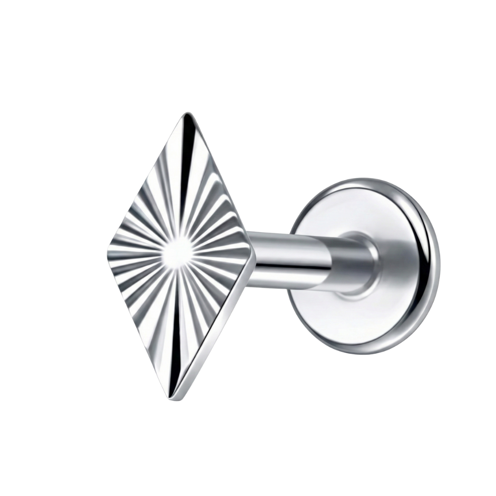 Dekoratives Labret aus Titan – strukturierte Raute
