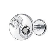 Labret Décoratif En Titane - Yin Yang Avec Zircons Cubiques