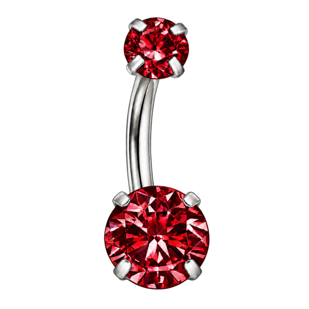 Piercing Nombril Titane - Zircons Ronds
