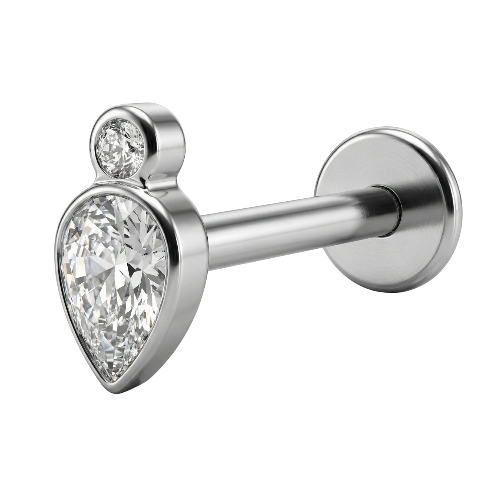 Dekoratives Titan-Labret – Tropfenform mit Auge und Zirkonen