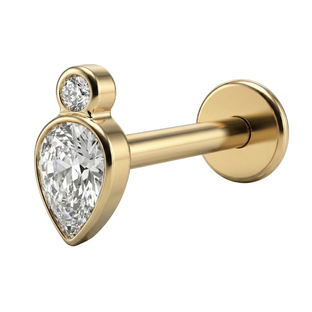 Dekoratives Titan-Labret – Tropfenform mit Auge und Zirkonen