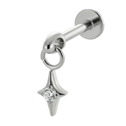 Titanium Decoratieve Labret - Ster met hanger en zirkonia