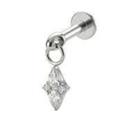 Titanium Decoratieve Labret - Ruit Met Hanger En Zirkonia