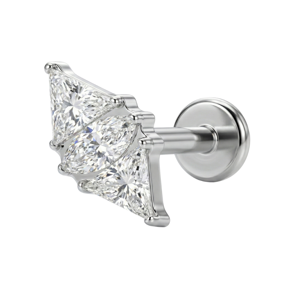 Titanium Decoratieve Labret - Ruit Met Zirkonia's