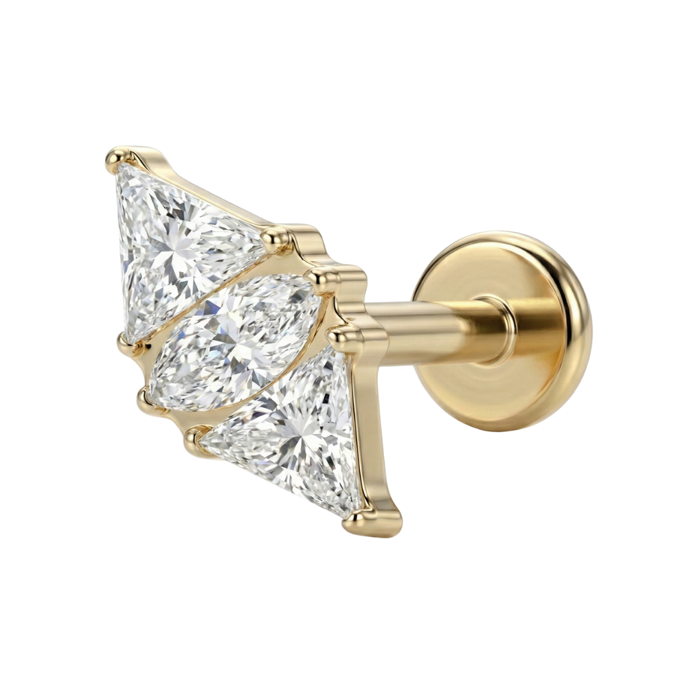 Titanium Decoratieve Labret - Ruit Met Zirkonia's