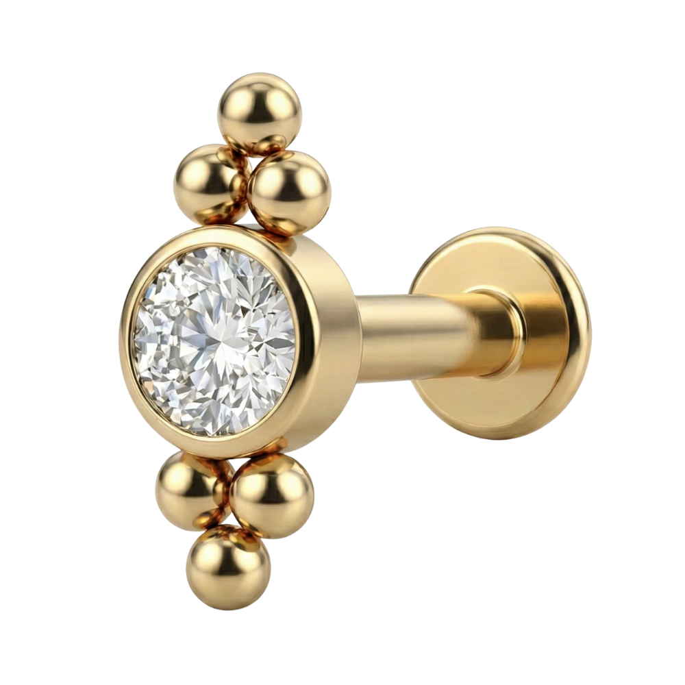 Dekoratives Titan-Labret – Zirkonia mit sechs Kugeln