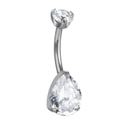 Bauchnabelpiercing aus Titan – zwei Zirkone