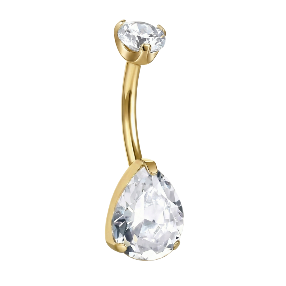 Bauchnabelpiercing aus Titan – zwei Zirkone
