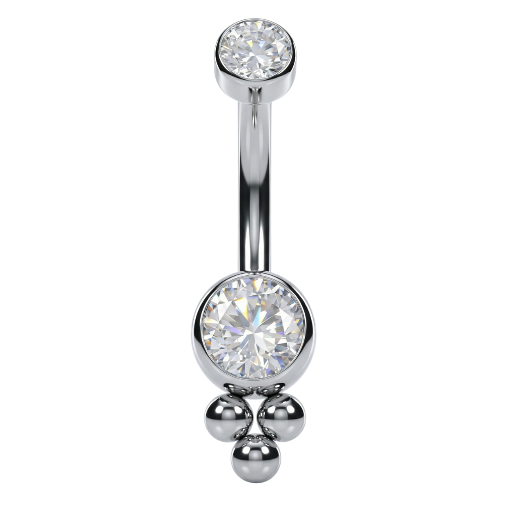 Bauchnabelpiercing aus Titan – mit Zirkon und Kugeln
