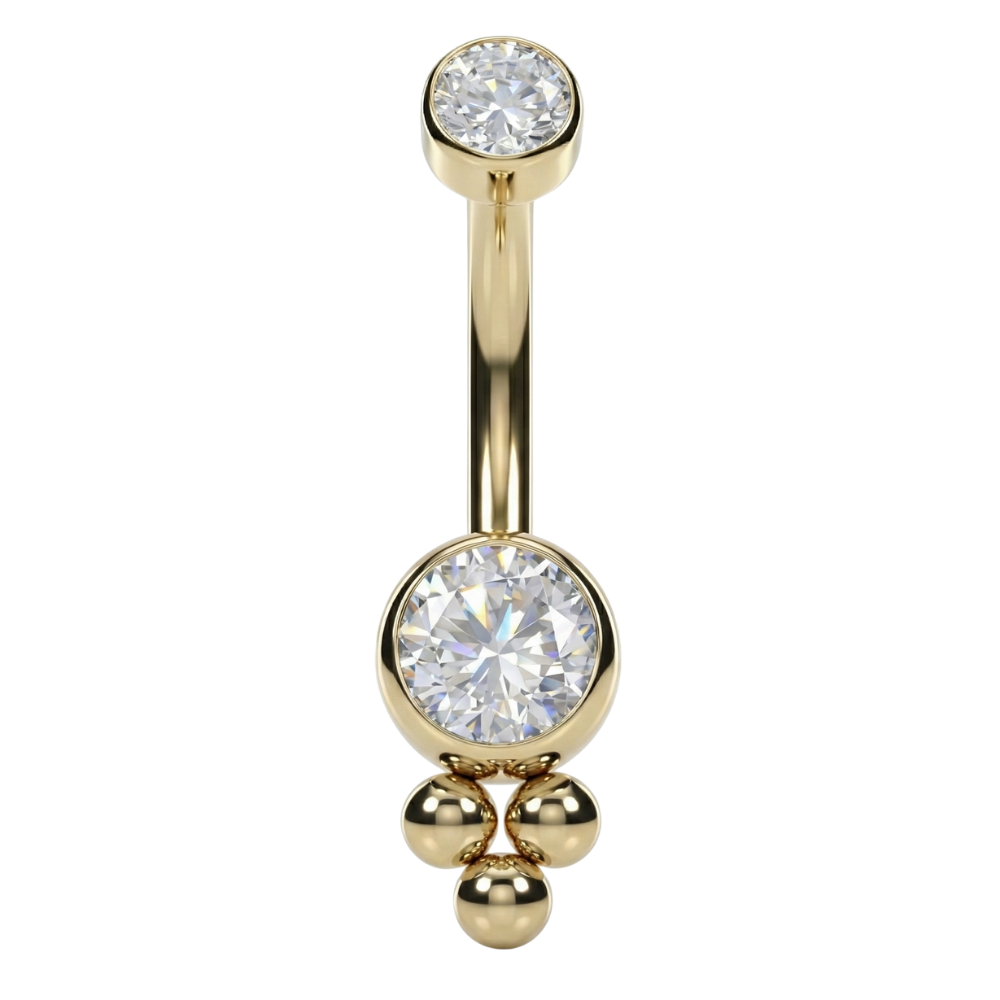 Bauchnabelpiercing aus Titan – mit Zirkon und Kugeln