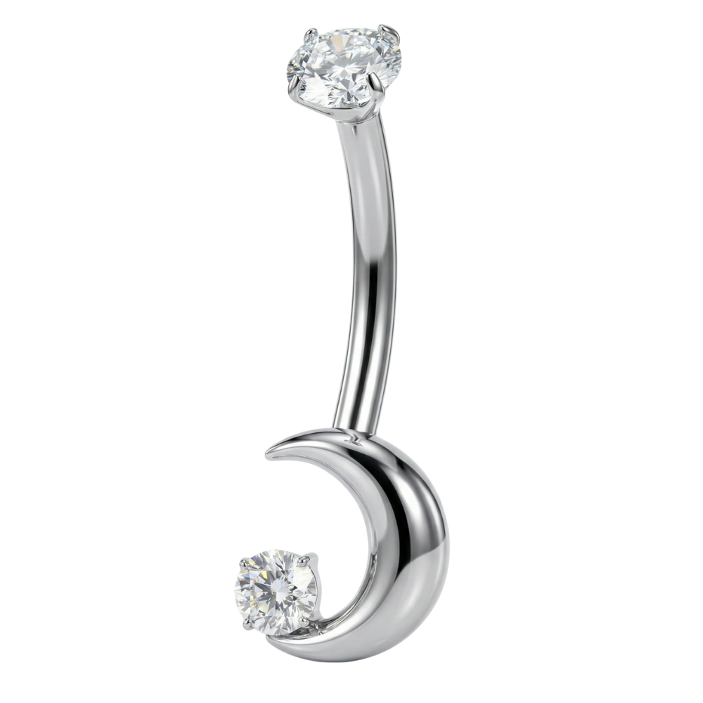 Bauchnabelpiercing aus Titan – Mond mit Zirkonia