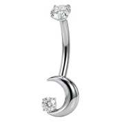 Titanium Navelpiercing - Maan met Zirkonia