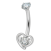 Titanium Navelpiercing - Hart Met Zirkonia