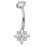 Piercing Nombril Titane - Fleur Avec Zircon Cubique
