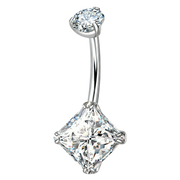 Titanium Navelpiercing - Rechthoekige Zirkonia