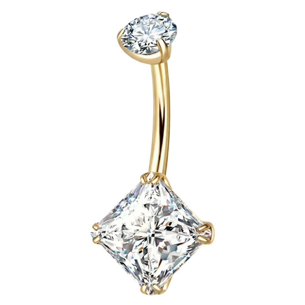 Titanium Navelpiercing - Rechthoekige Zirkonia