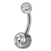 Titanium Navelpiercing - Twee Zirkonia's