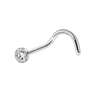 Gedraaide titanium neusring - met zirkonia