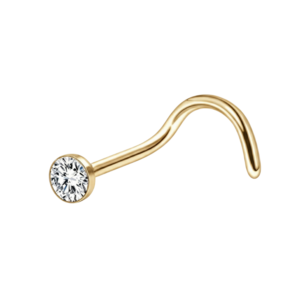 Anneau de nez torsadé en titane - avec zircone cubique