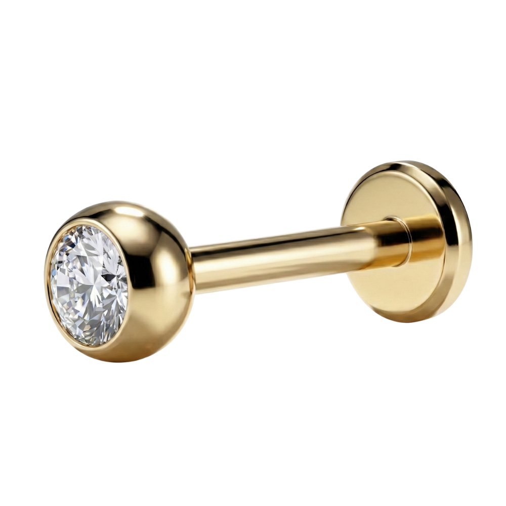 Dekoratives Titan-Labret mit Außengewinde – Zirkonia