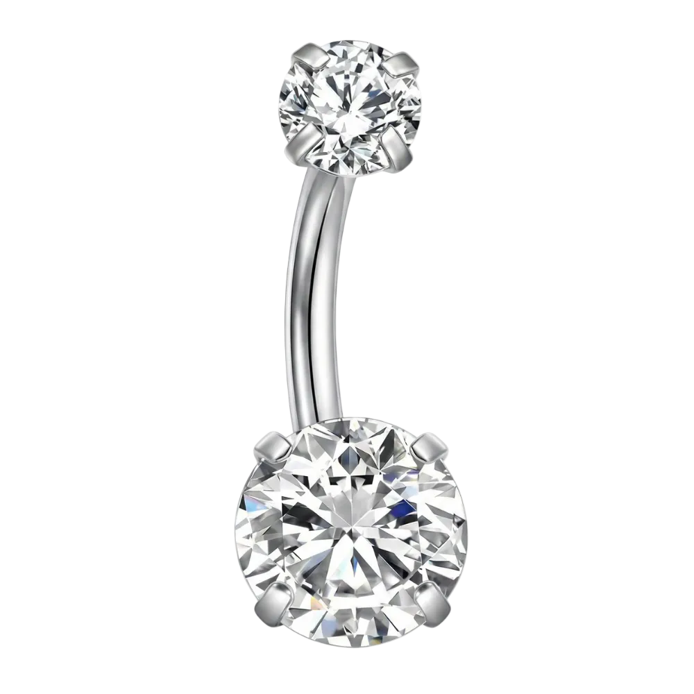 Bauchnabelpiercing aus Titan – runde Zirkone