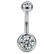 Titanium Navelpiercing - Ballen Met Zirkonia's