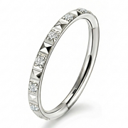 Segmentierter Clicker aus Titan mit kubischen Zirkonen, Rand im Diamantschliff – Kreis – Piercing-Planet