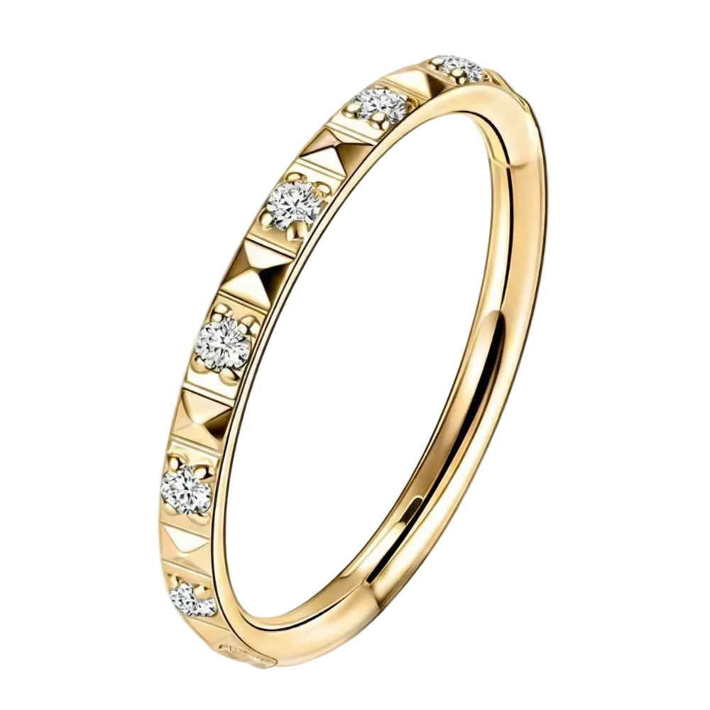 Segmentierter Clicker aus Titan mit kubischen Zirkonen, Rand im Diamantschliff – Kreis – Piercing-Planet