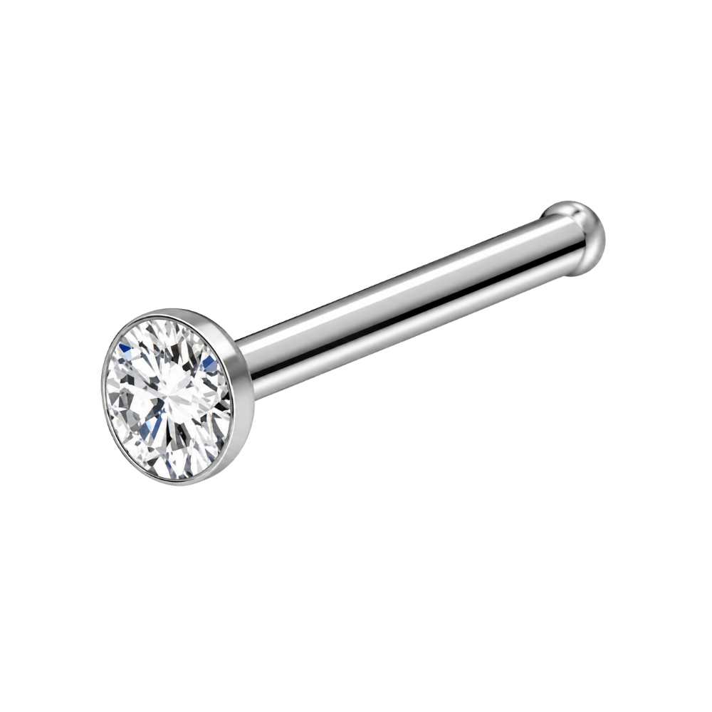 Schlichter Nasenring aus Titan mit flachem Zirkonia