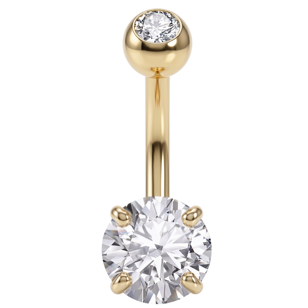 Stalowy Kolczyk Do Pępka - Cyrkonie