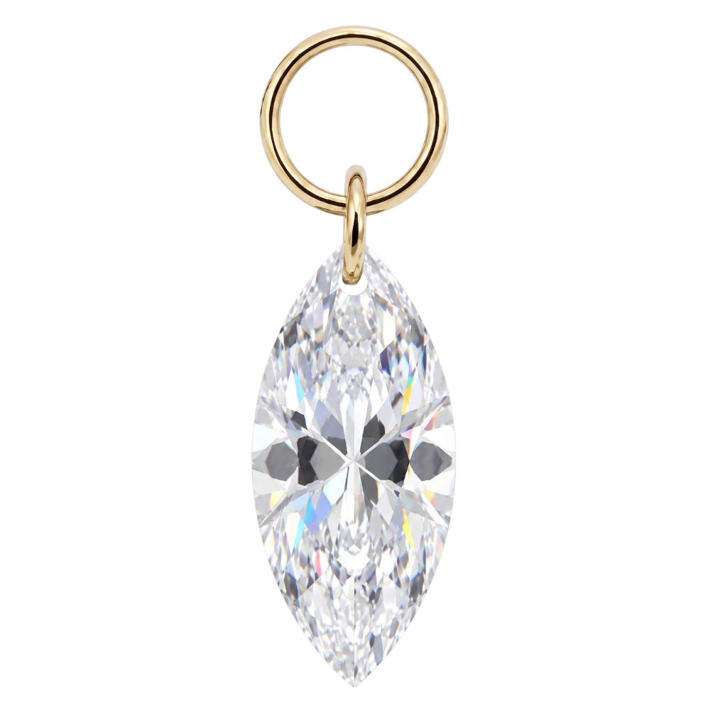 Titan-Charm-Anhänger mit Zirkonia in Form einer Marquise, Gold