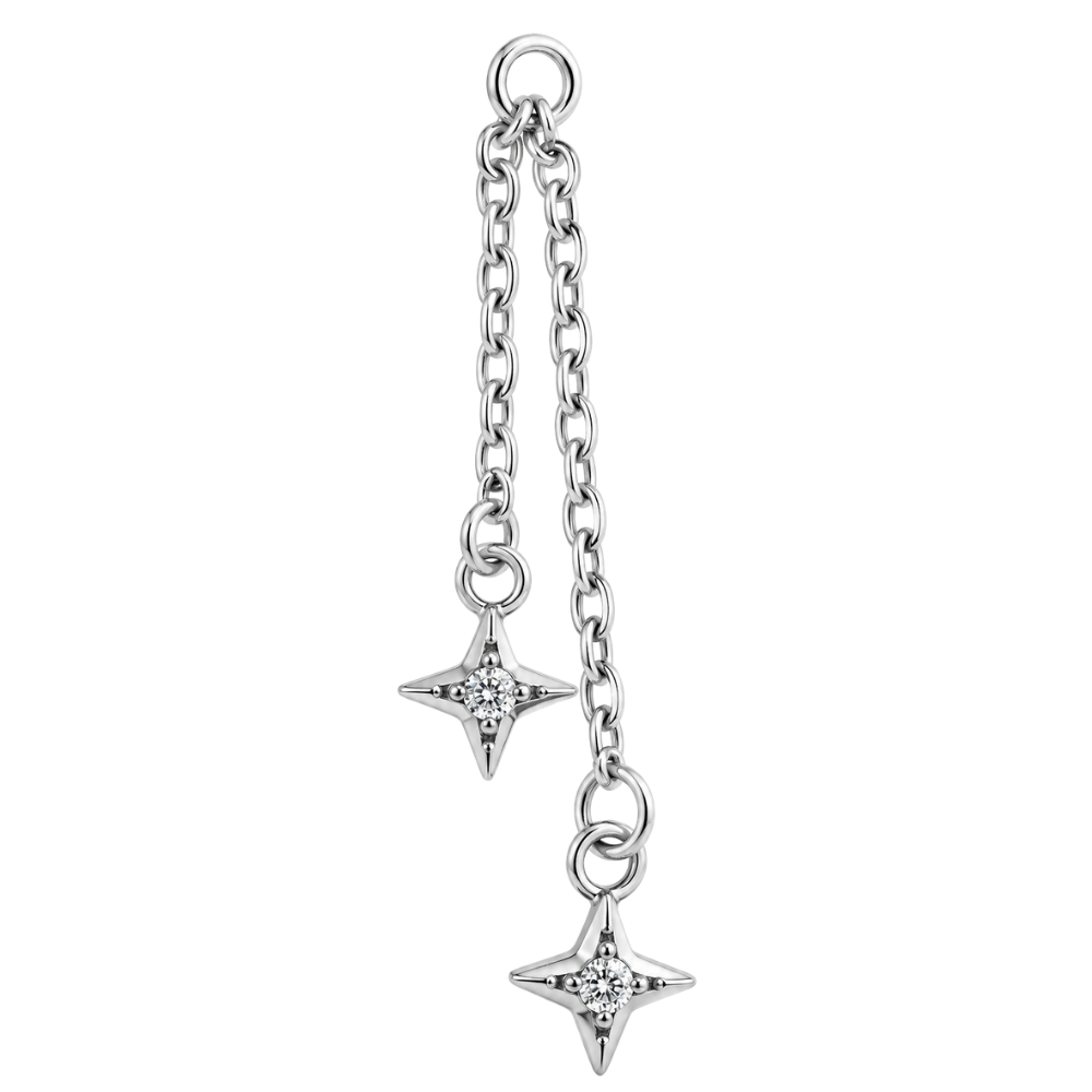 Titan-Charm-Anhänger mit zwei Sternen
