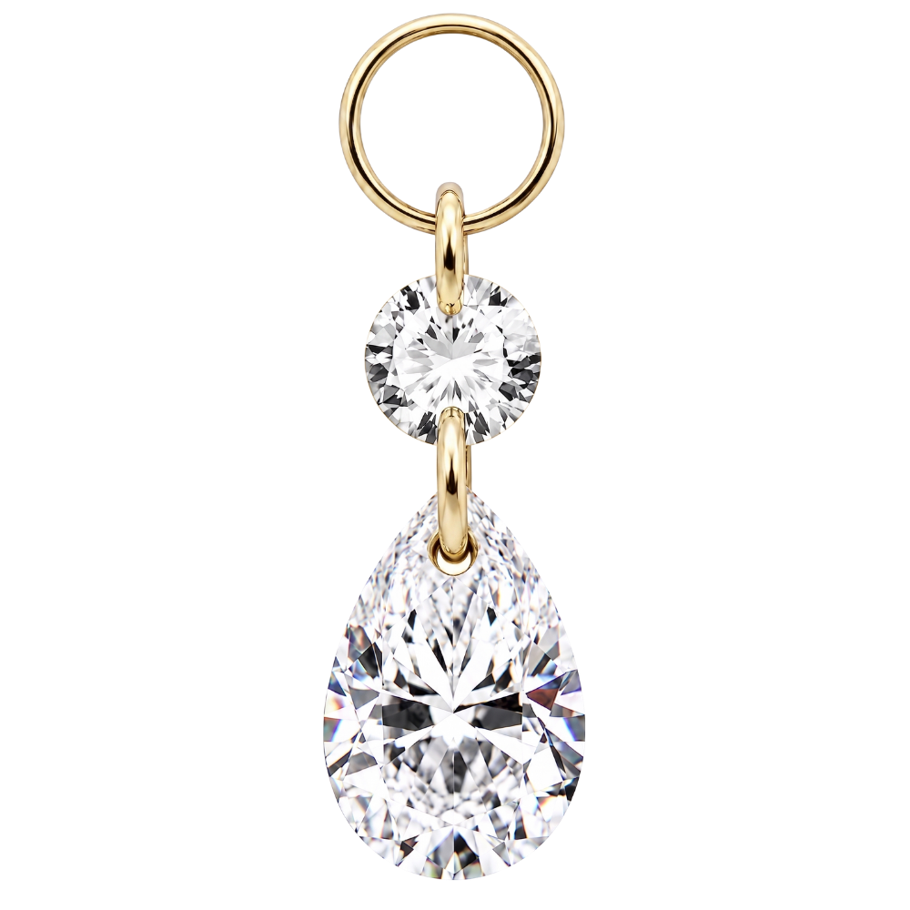 Hanger van titanium bedel met dubbele gouden zirkonia