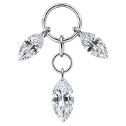 Titanium bedelhanger met drie zirkonia's