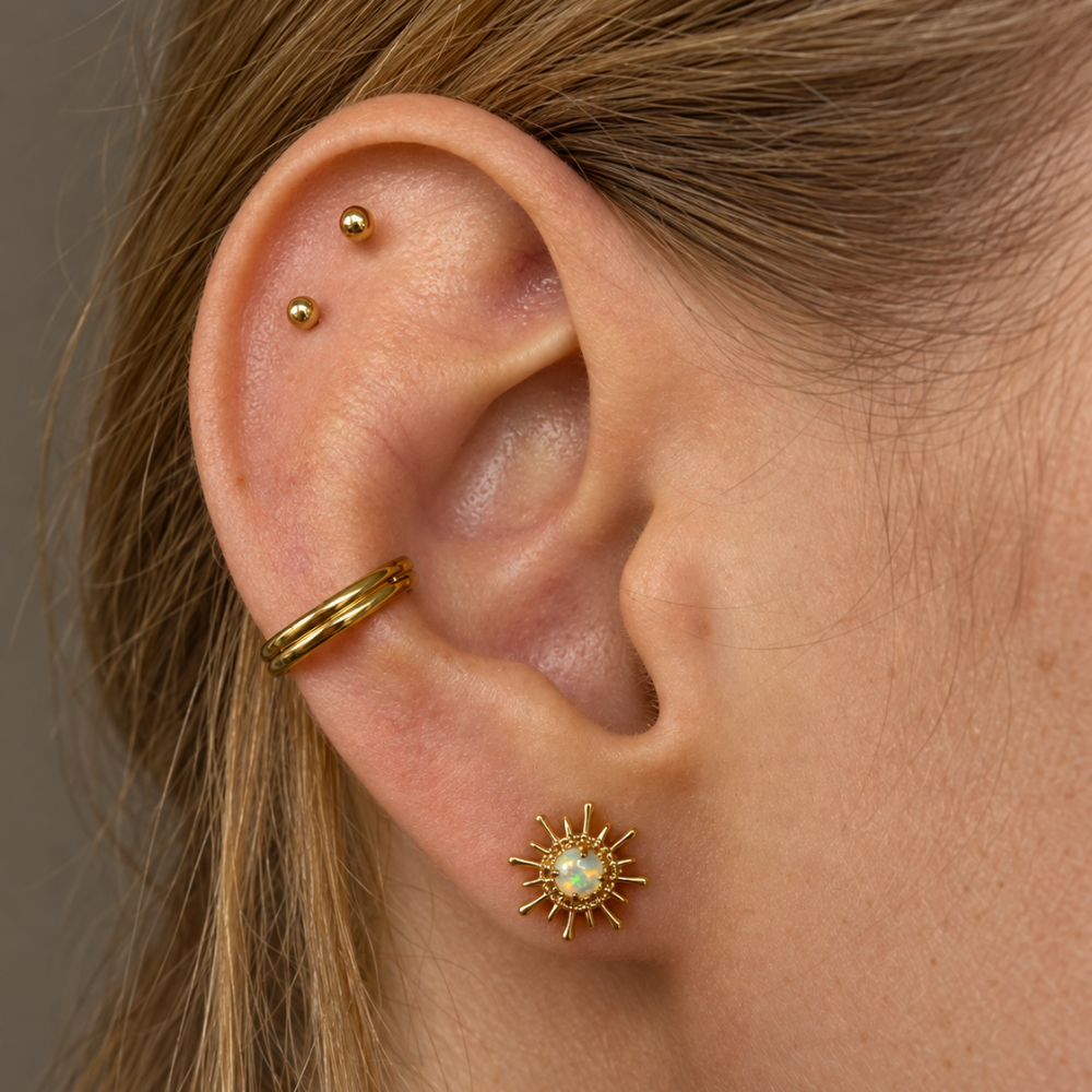 Titanium Decoratieve Labret Volle Zon op het oor