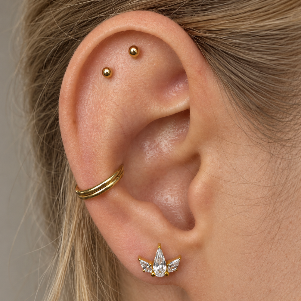 Titanium Labret decoratieve driehoekige zirkonia op het oor