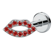 Labret Décoratif en Titane - Lèvres Rouges avec Zircons