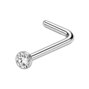Gebogener Nasenring aus Titan, flacher Zirkonia