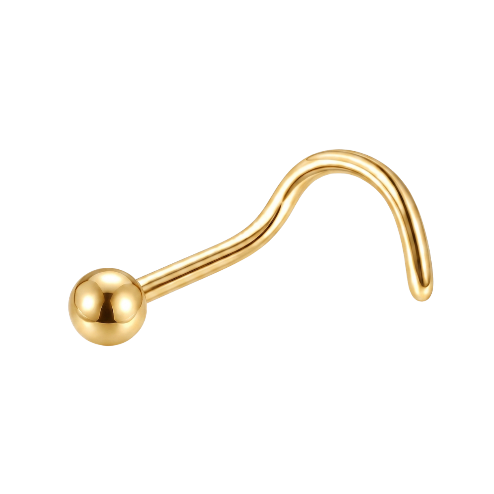 Geschroefde titanium kogelneusring, goud