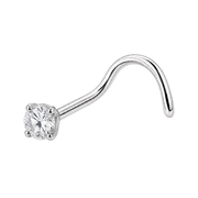 Anneau de nez vissé en titane avec zircone cubique plate
