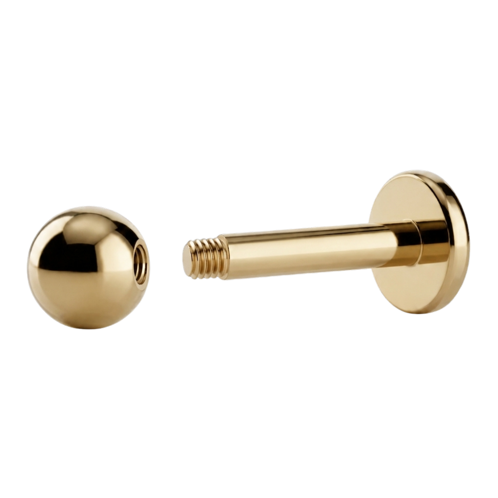 Gouden Titanium Bal Labret Met Buitendraad