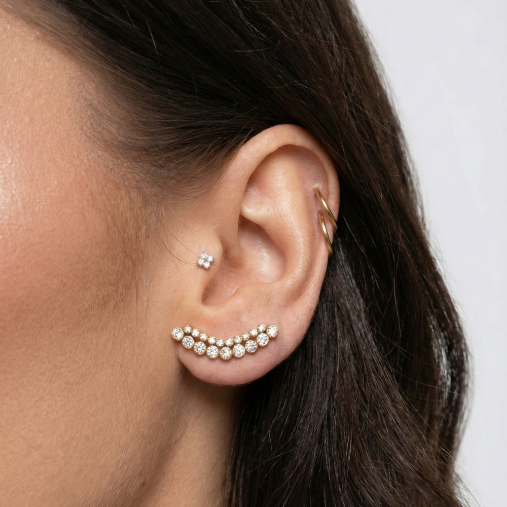 Labret Décoratif en Titane - Quatre Zircons