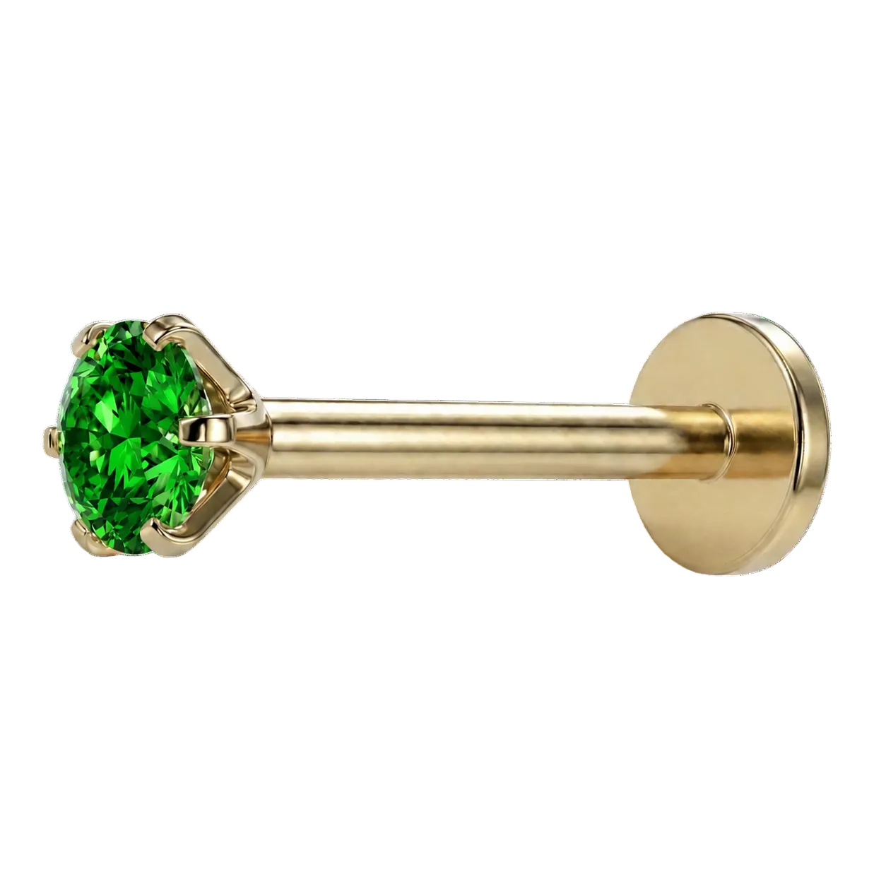 labret diament zloty zielona cyrkonia